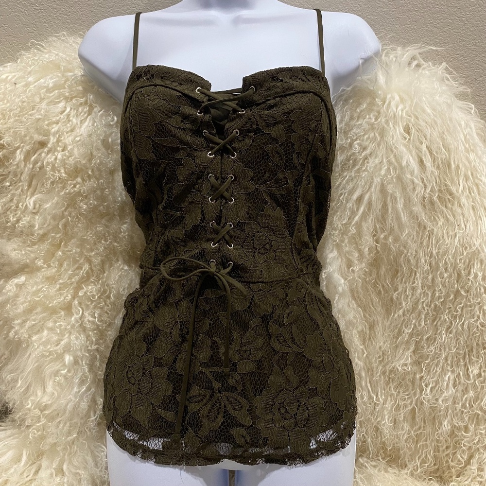 Express Lace-Up Peplum Top